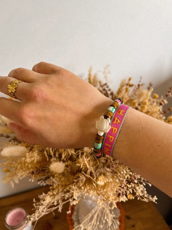hippie - bohème - surf - surfeuse - bracelet hippie - bracelet surf - bracelet tortue - symbole tortue - bracelet bohème - Wild louve