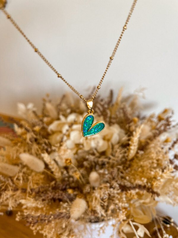Collier amour pailleté - collier paillettes - collier amour - collier love - charms - collier personnalisé - collier acier inoxydable - chaîne acier inoxydable - Wild louve - collier Wild louve - collier été