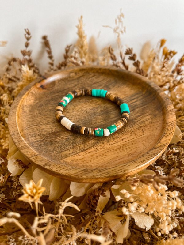 Bracelet surfeur - perle heishi - perle de coco - bracelet perle de coco - bracelet hippie - bracelet surf - surf - surfeur - bijoux surfeur - Wild louve - Bracelet océan - bracelet nature