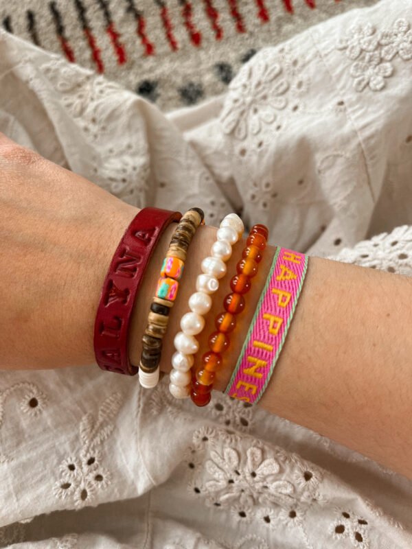 Bracelet surfeurs - perle heishi - perle de coco - bracelet perle de coco - bracelet hippie - bracelet surf - surf - surfeur - bijoux surfeur - bracelet orange - bracelet sunset