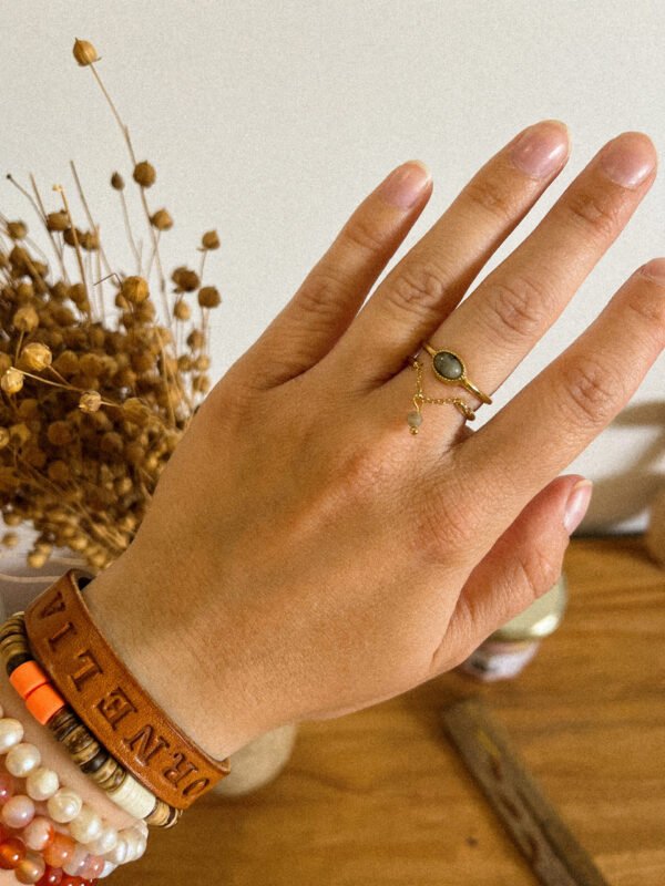 Bague - bague bohème - bague lune - bague pierre - bague en pierre - bague pierre naturelle - bague acier inoxydable - bague Bono - bohème - bijou bohème
