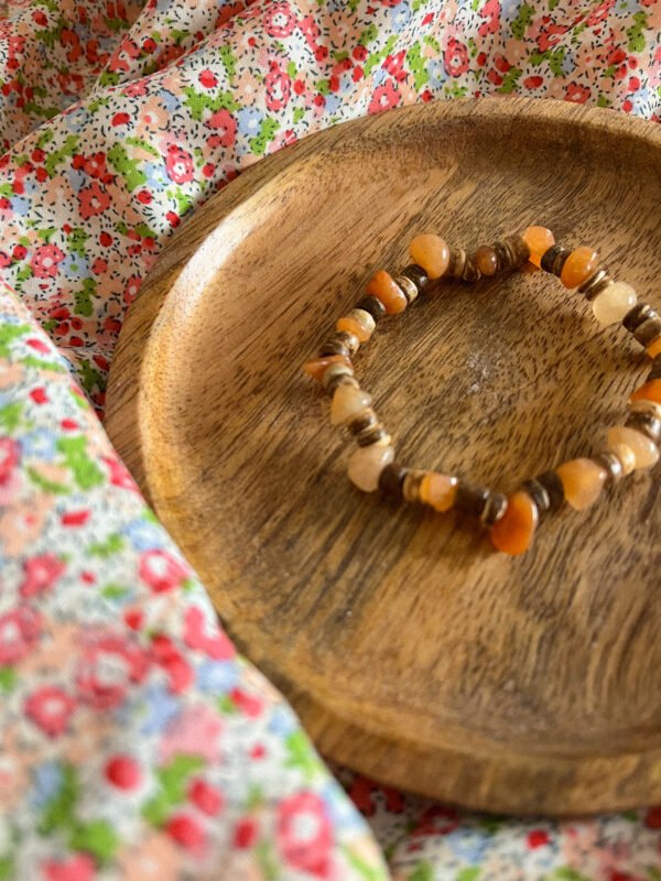 Bracelet aventurine orange - Bracelet surfeur - perle naturelle - perle de coco - bracelet perle de coco - bracelet hippie - bracelet surf - surf - surfeur - bijoux surfeur - Wild louve - bracelet nature - bracelet ancrage