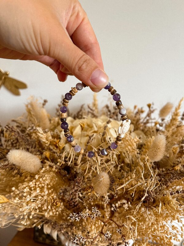 Bracelet améthyste - perle de coco - pierre améthyste - bracelet tortue - améthyste naturelle - améthyste - Wild louve - pierre naturelle - anti stress naturelle